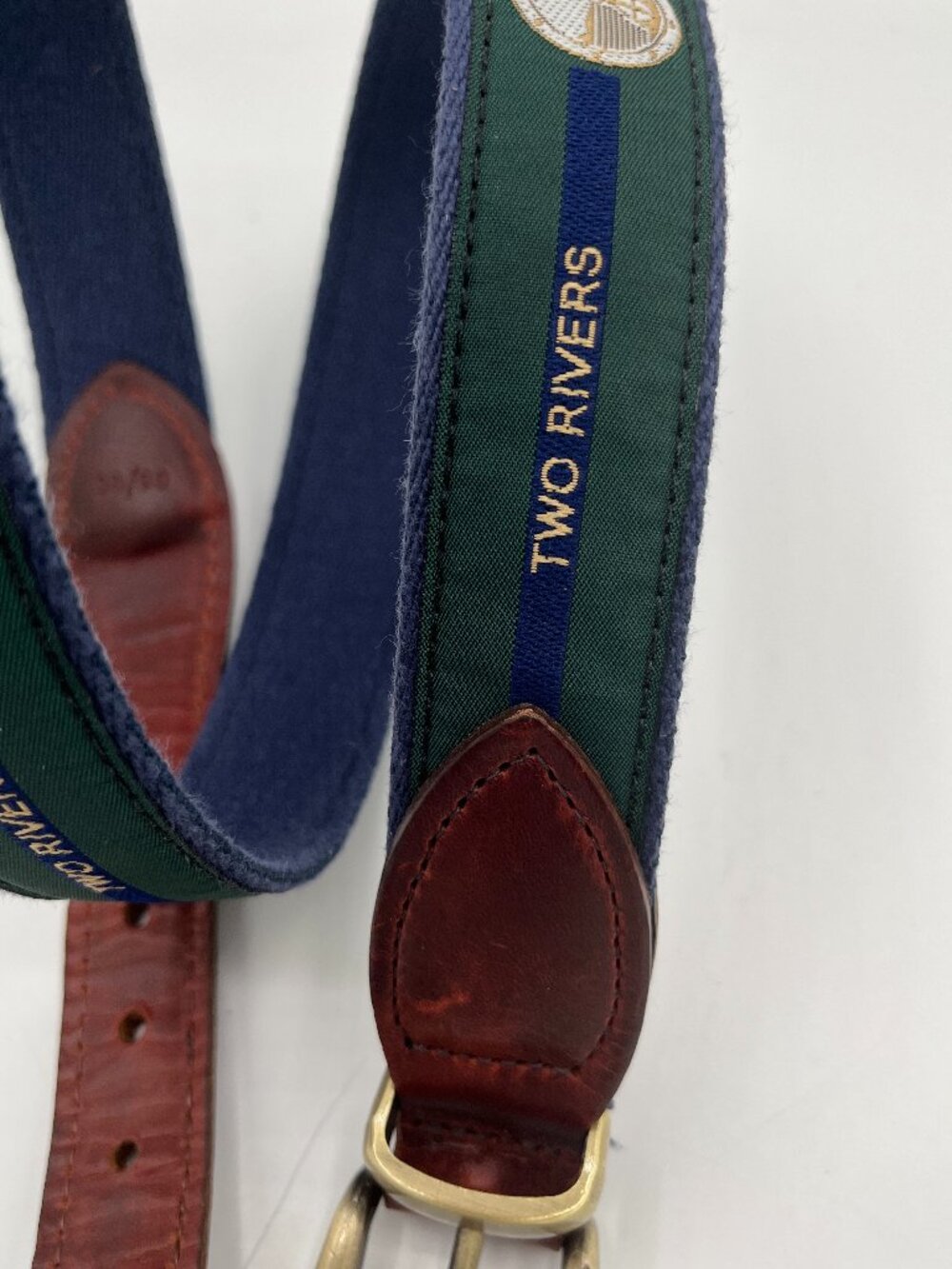 YRI  TWO RIVERS  CLOTH/LEATHER BELT UNISEX 36/90--USA MADE
